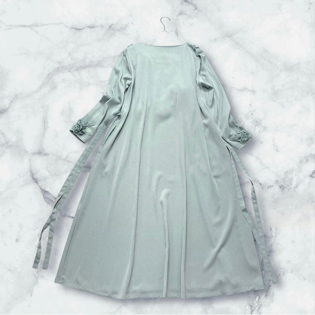 美品✨POTECHINO ミントグリーン　フリル　花モチーフ　ワンピース　リボン