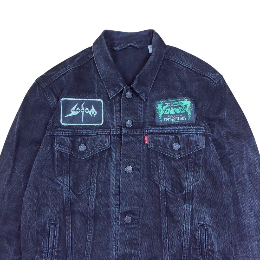 Levi's ブラック デニム ジャケット カスタム バンド ロック M