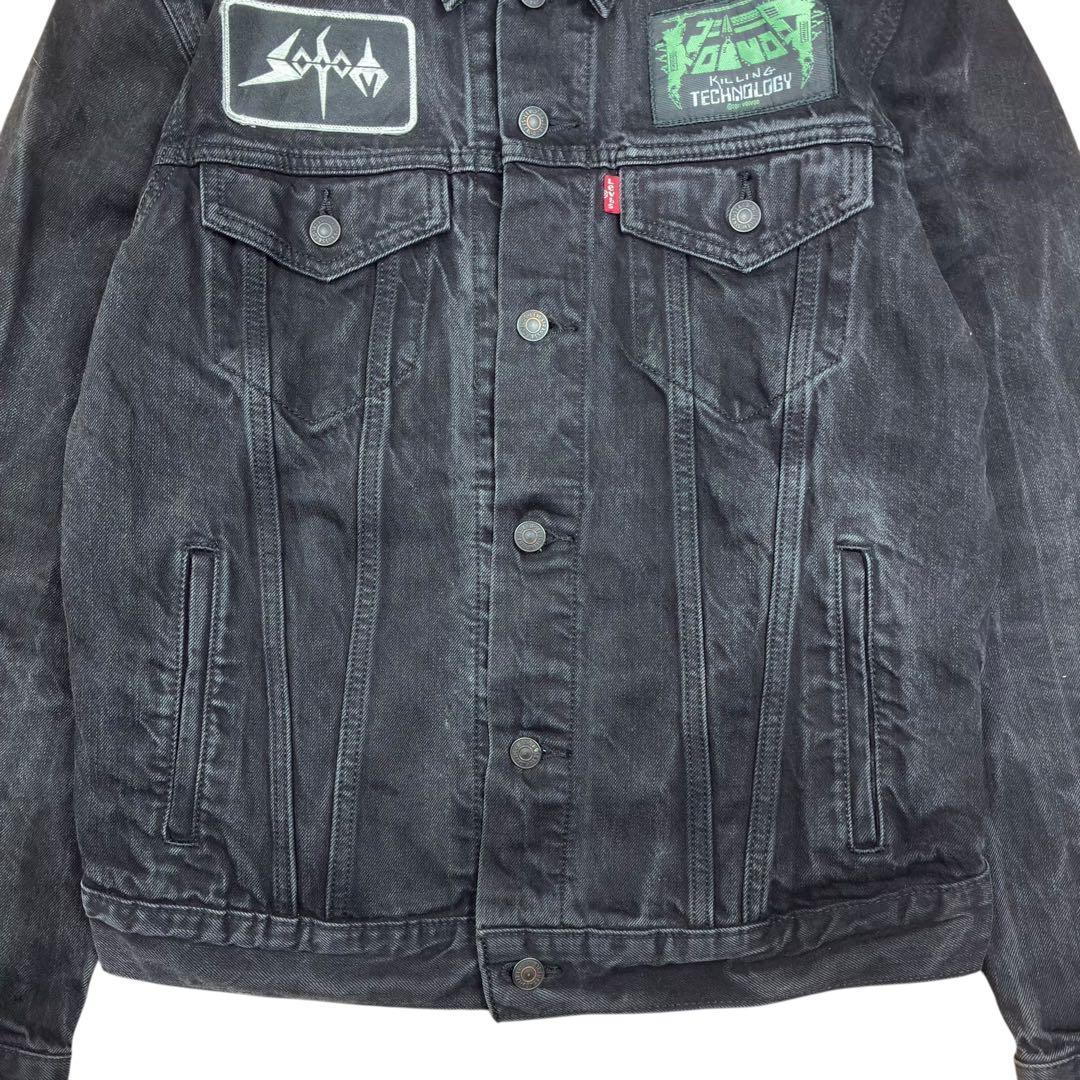 Levi's ブラック デニム ジャケット カスタム バンド ロック M