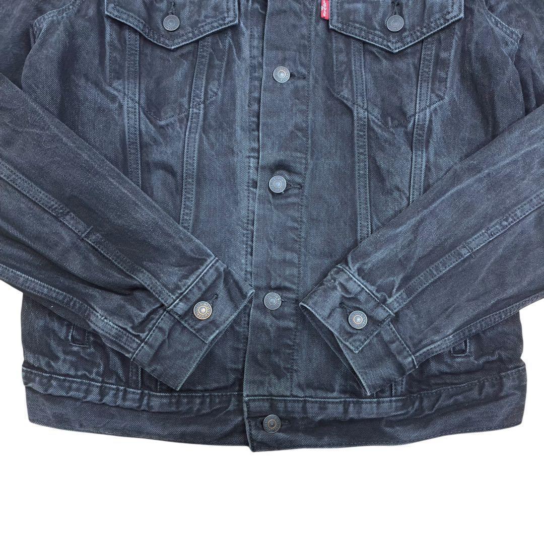 Levi's ブラック デニム ジャケット カスタム バンド ロック M
