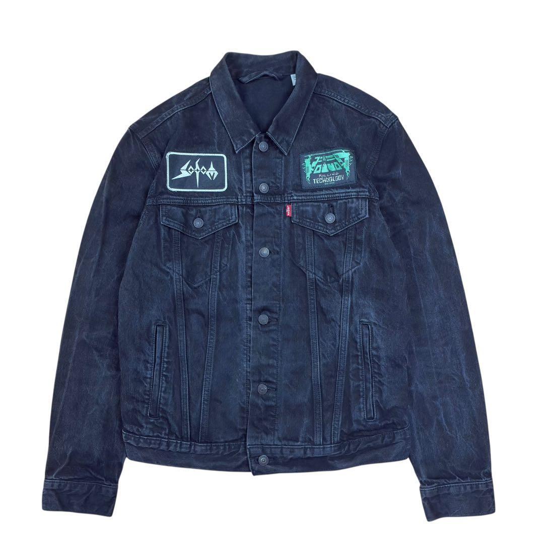 Levi's ブラック デニム ジャケット カスタム バンド ロック M