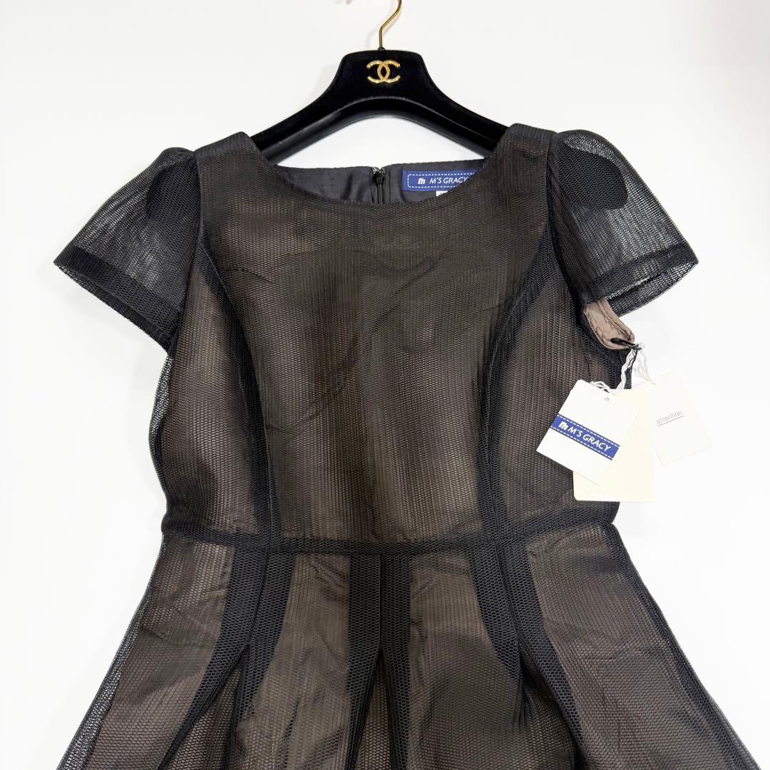 【新品・タグ付き✨】エムズグレイシー　ワンピース　メッシュ　花柄　レース　40