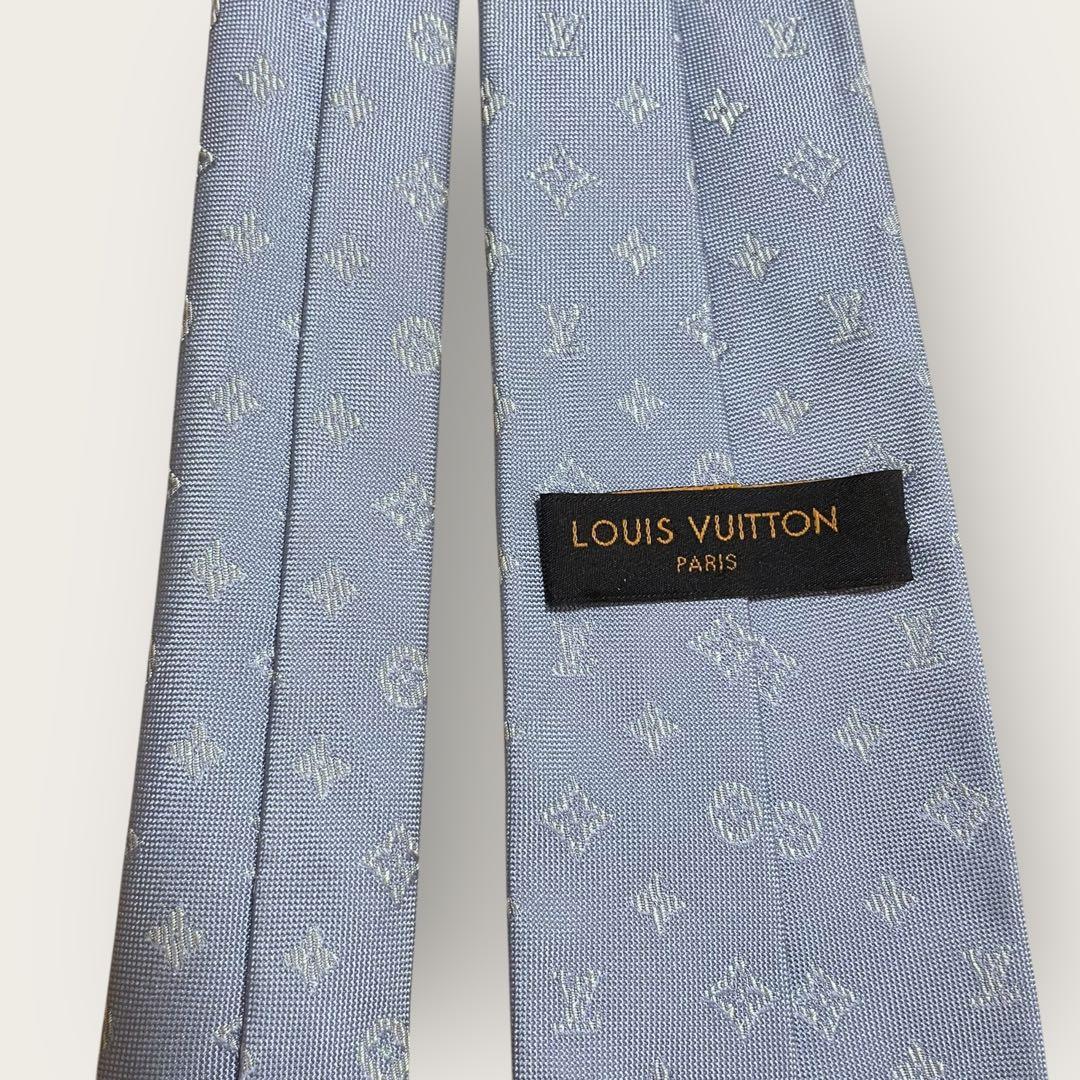 LOUIS VUITTON ルイヴィトン ネクタイ 水色 モノグラム シルク 箱