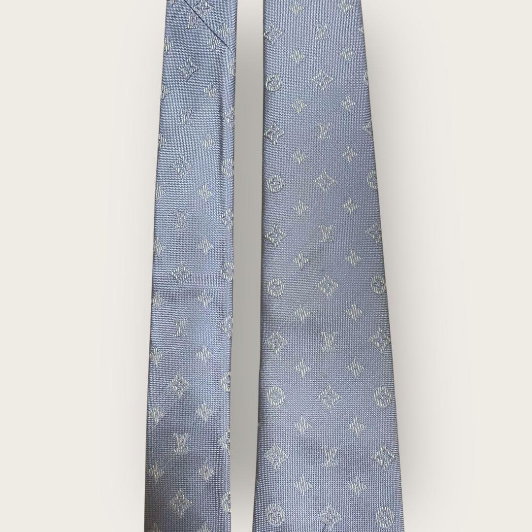 LOUIS VUITTON ルイヴィトン ネクタイ 水色 モノグラム シルク 箱