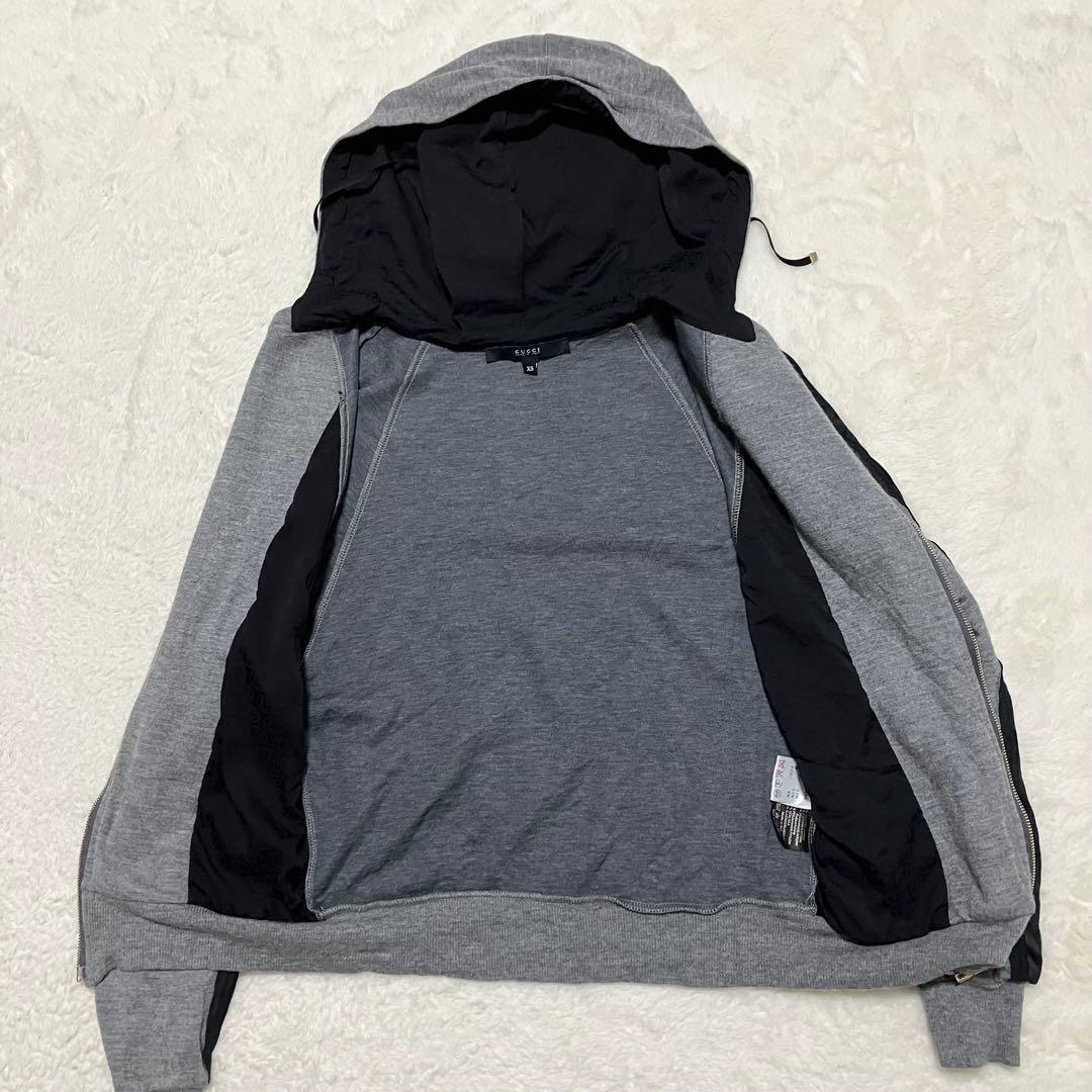GUCCI フルジップ パーカー ブルゾン GG柄 ライン XS グレー 金金具