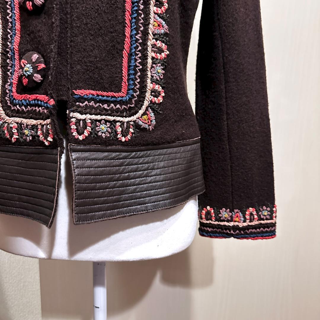 KENZO　刺繍コート　ブラウン　サイズM　HR0864