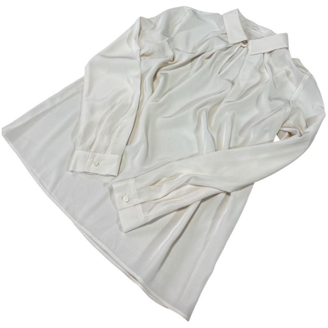 【美品】ANAYI ブラウス 38 アイボリー ビジューボタン セレモニー