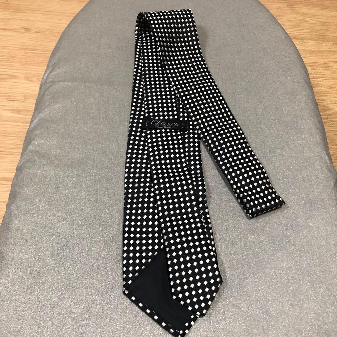 【犬の足音品未使用】Charvet シルク ネクタイ ダイヤモンドパターン