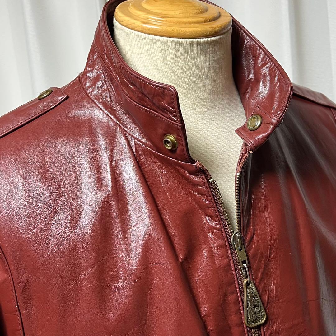 70sVintage! ロンドンフォグ　レザージャケット　ワインレッド　サイズM