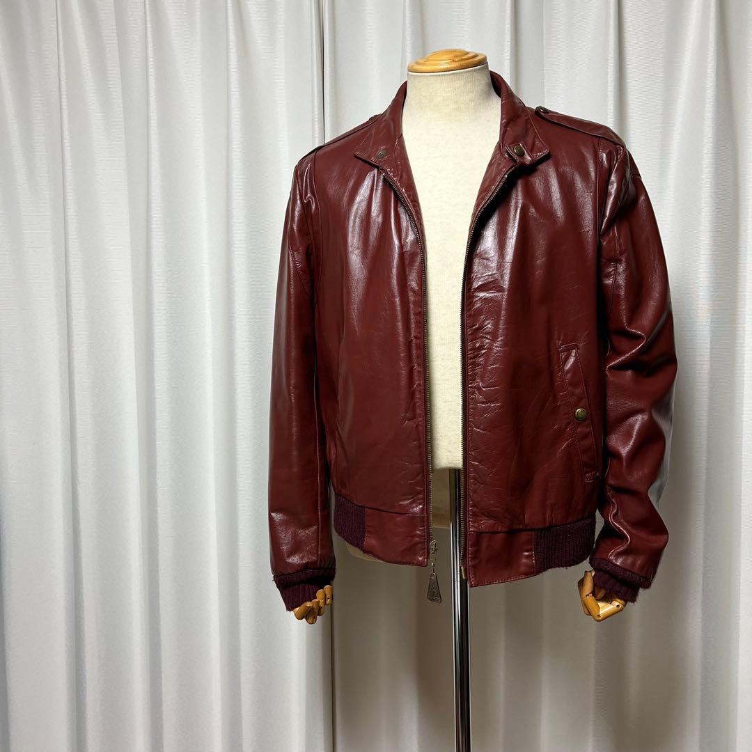 70sVintage! ロンドンフォグ　レザージャケット　ワインレッド　サイズM