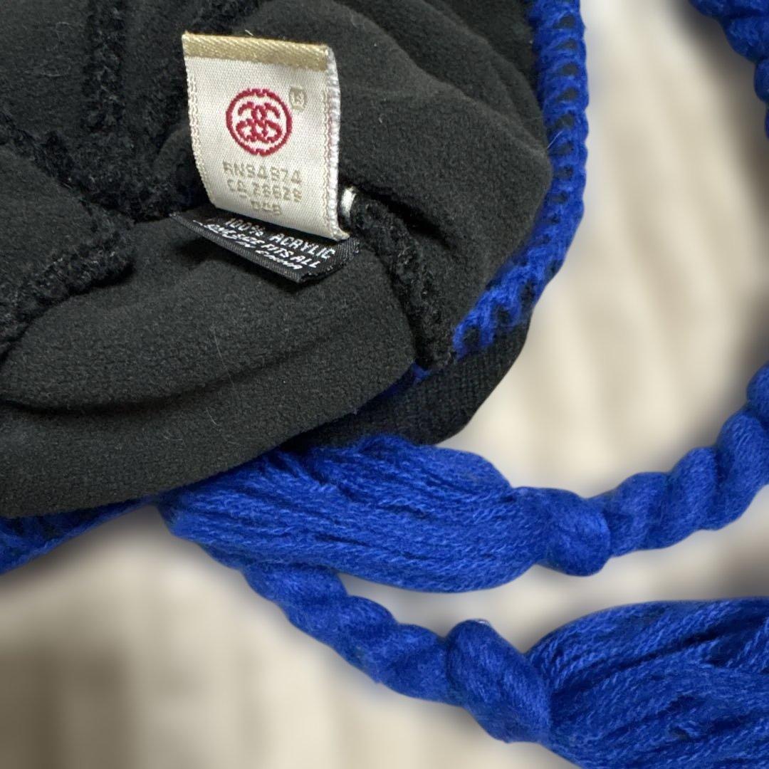 00s ステューシー フライト ボンボン 耳当て付き ニット帽STUSSY