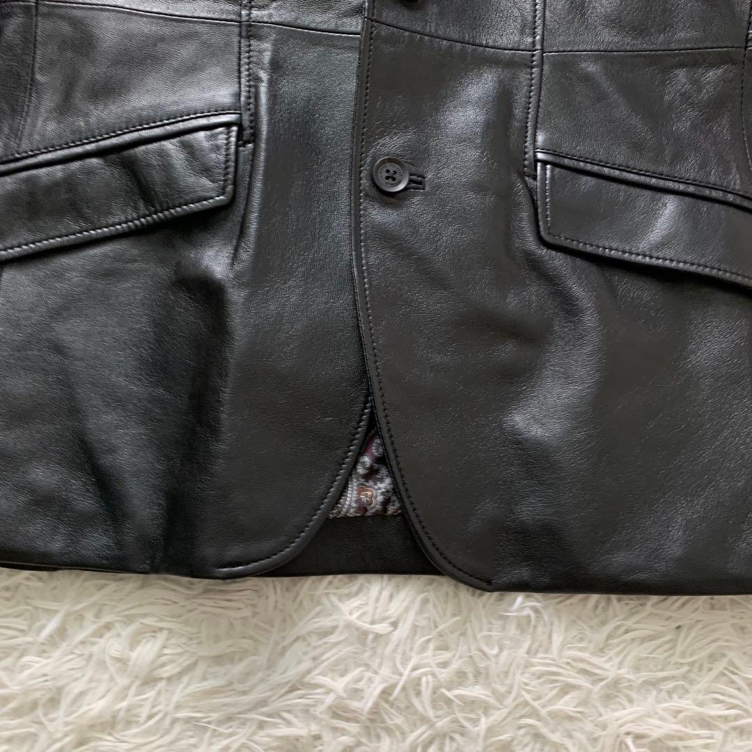 美品■メンズティノラス レザージャケット ラムレザー ブラック ペイズリー L