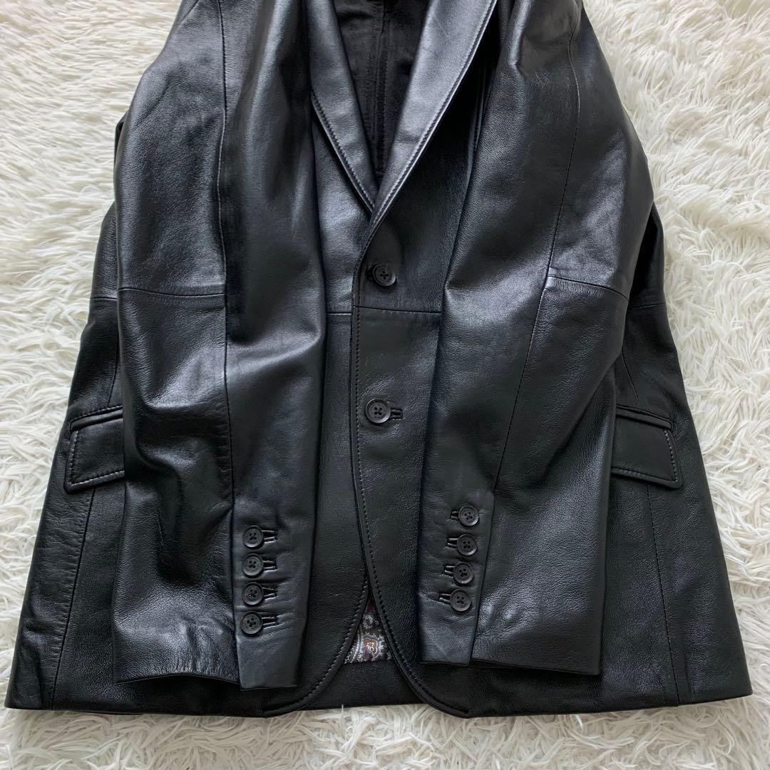 美品■メンズティノラス レザージャケット ラムレザー ブラック ペイズリー L