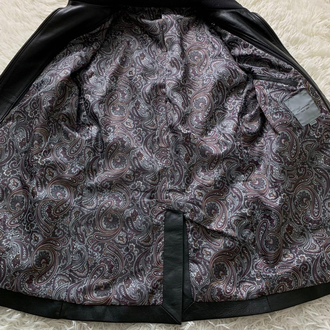 美品■メンズティノラス レザージャケット ラムレザー ブラック ペイズリー L