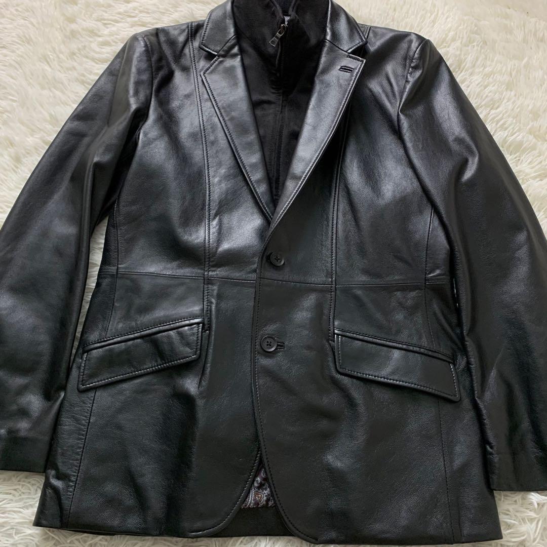 美品■メンズティノラス レザージャケット ラムレザー ブラック ペイズリー L