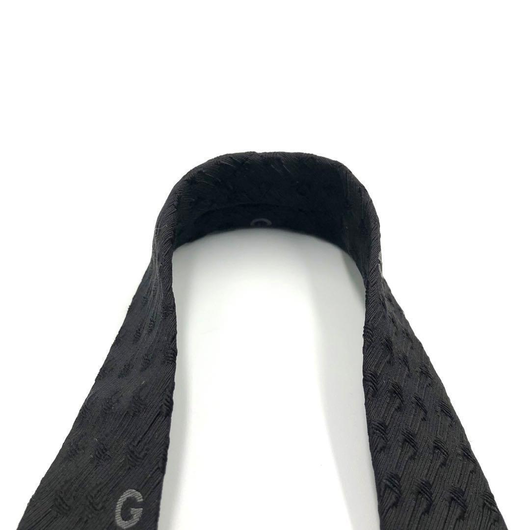 【美品】GUCCI ネクタイ G柄 ホースビット リブ調模様 ブラック