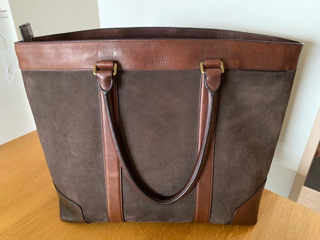 COACH ブリーカーウィークエンド トート ブラウンスエード× グレインレザー