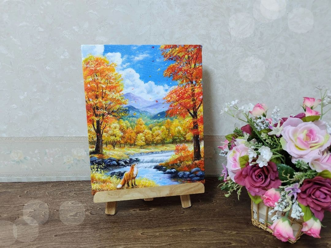 ぷ*あ様 【秋晴れの日】アクリル画 F3 風景画 絵画