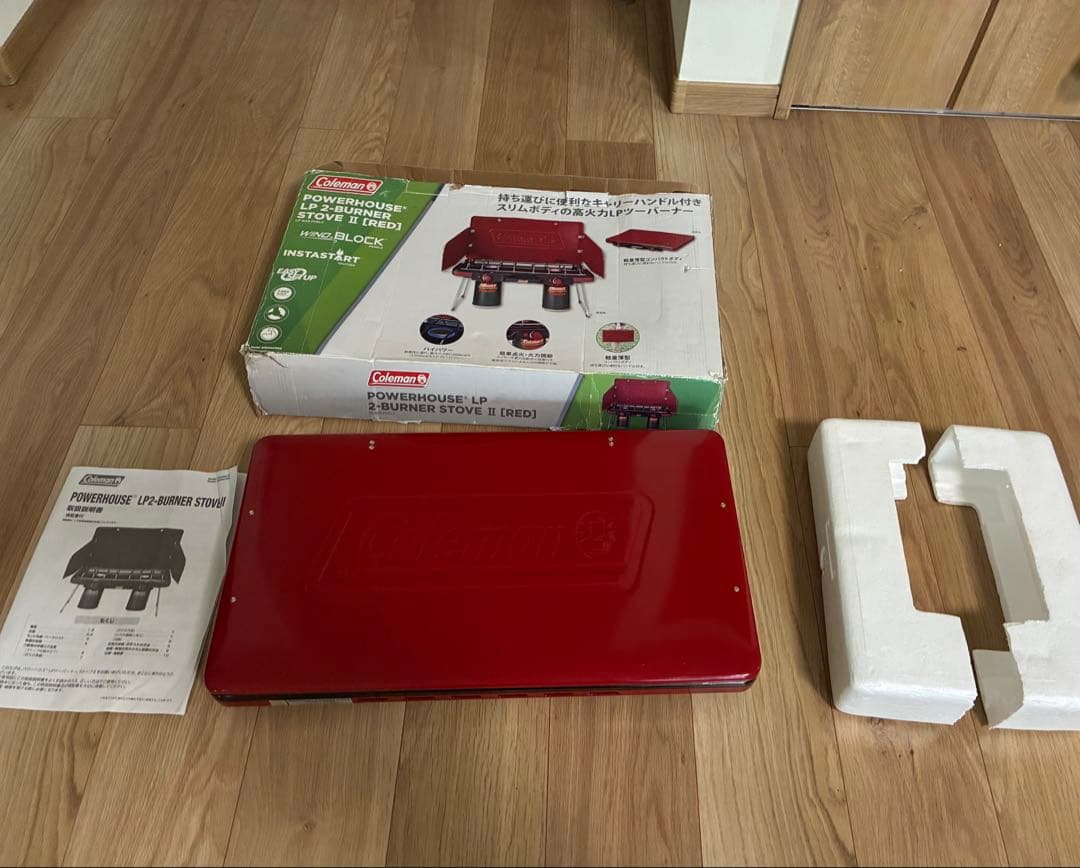 Coleman POWERHOUSE LPツーバーナー　レッド　スタンド付き