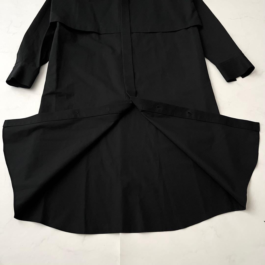 seya. セヤ シャツワンピース ロング マキシ丈 黒ブラック 比翼ボタン S