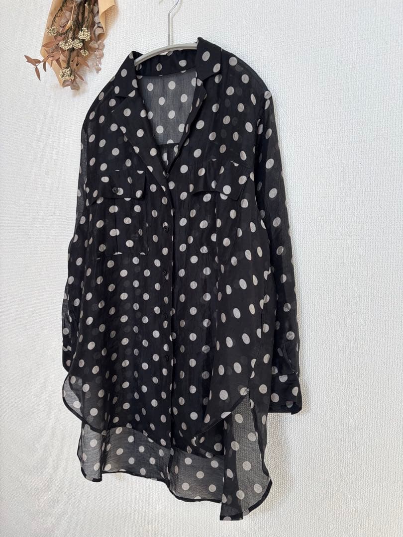 spick&span シアードットサファリ シャツ　ブラック　透け感　F