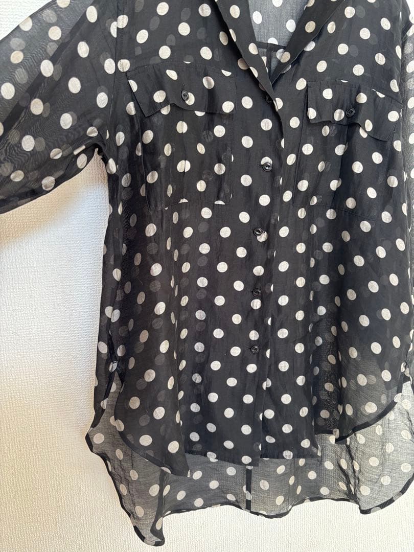 spick&span シアードットサファリ シャツ　ブラック　透け感　F