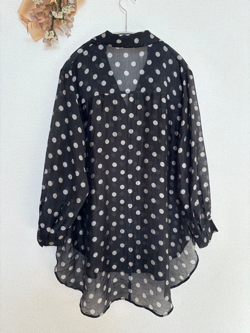 spick&span シアードットサファリ シャツ　ブラック　透け感　F