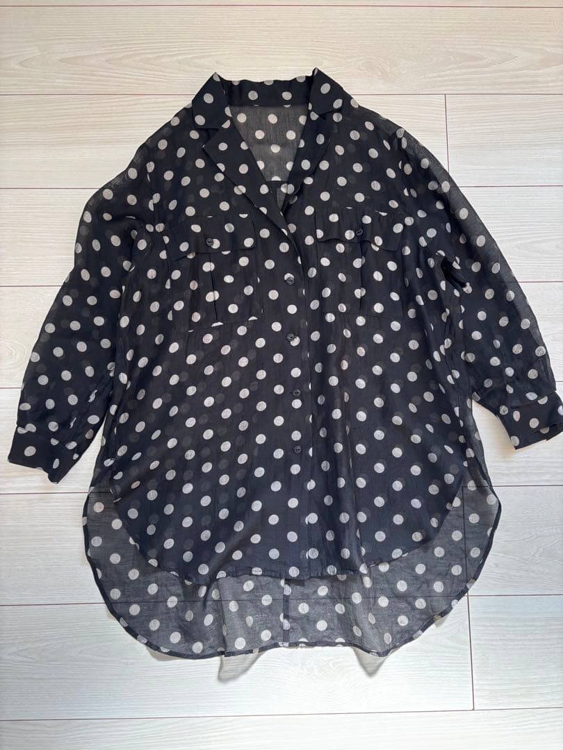 spick&span シアードットサファリ シャツ　ブラック　透け感　F