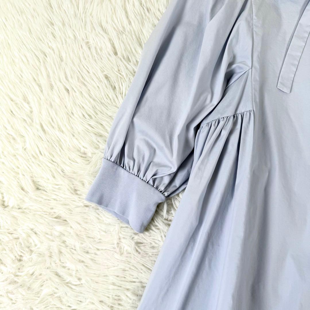 美品✨ ヨリ サイドギャザーパフブラウス ボウタイ リボン 洗える Sサイズ