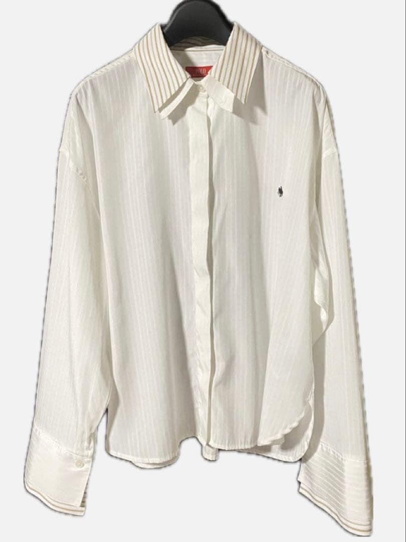 美品POLO BCSコラボ レイヤードカラーカフスシャツ ホワイト ストライプ