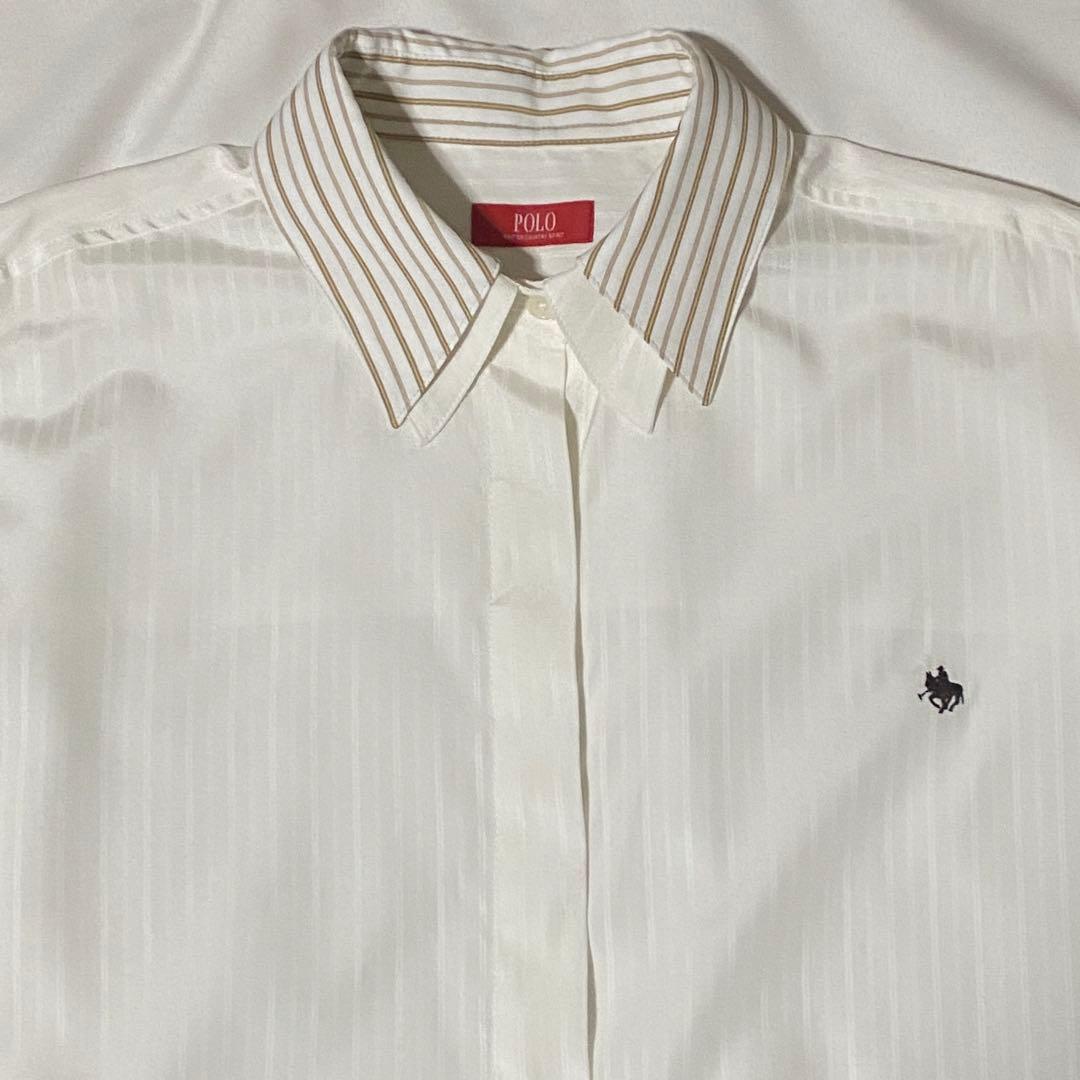 美品POLO BCSコラボ レイヤードカラーカフスシャツ ホワイト ストライプ