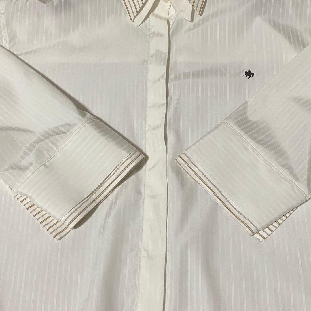 美品POLO BCSコラボ レイヤードカラーカフスシャツ ホワイト ストライプ