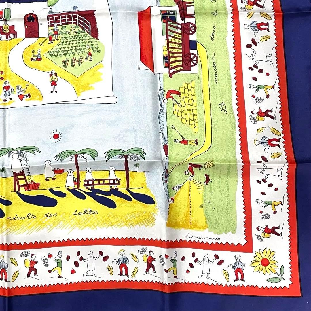 【新品未使用】HERMES スカーフ カレ90 故郷に帰る 総柄
