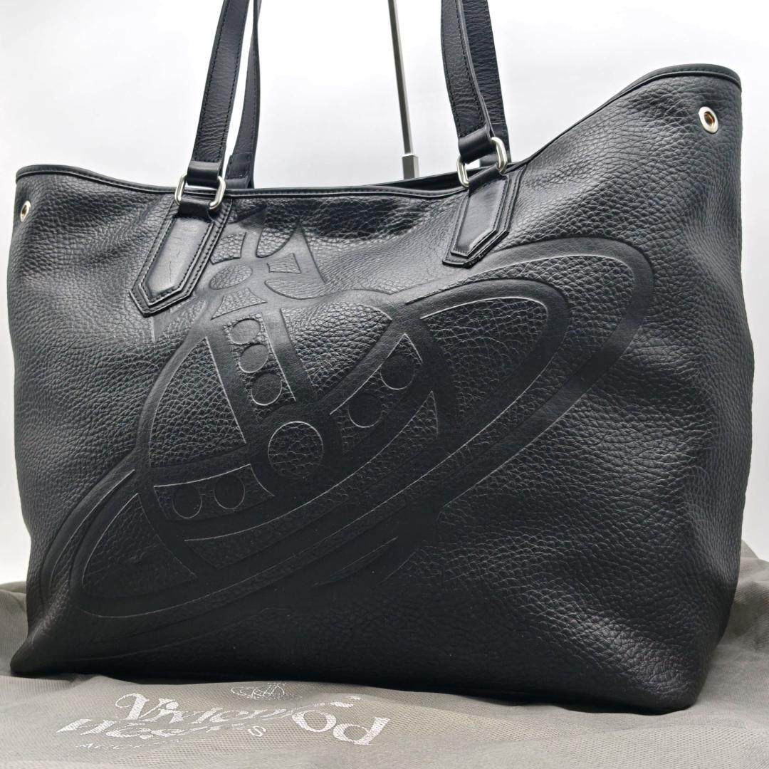 美品 ヴィヴィアンウエストウッド ハミルトン トートバッグ 本革 A4収納 黒色
