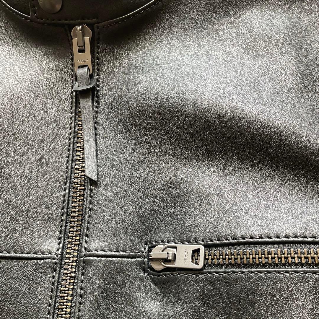未使用級✨COACH レザージャケット　シングルライダース　L 黒　88799