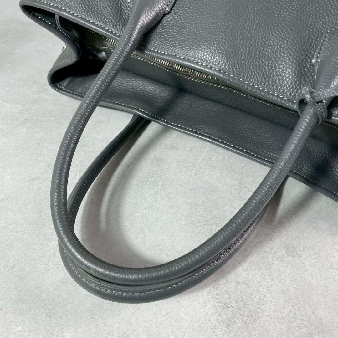 A4収納可●BARNEYS NEW YORK トートバッグ 肩掛 レザー グレー