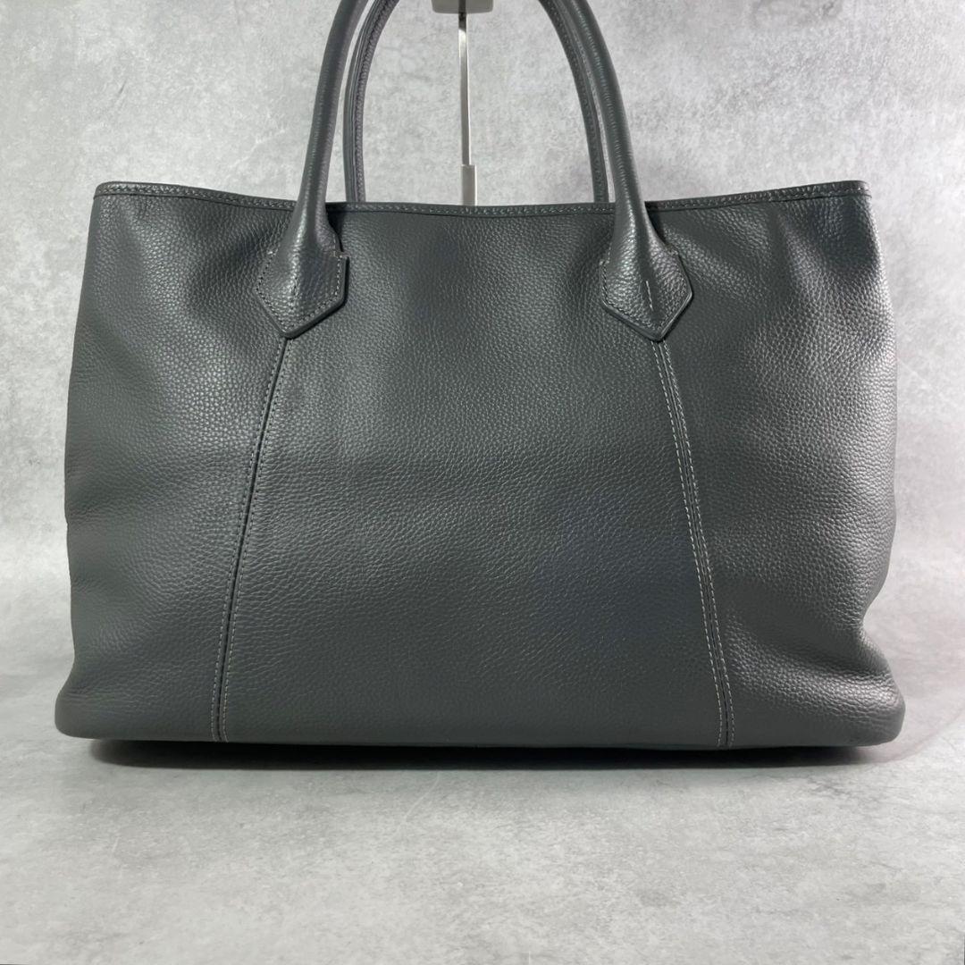 A4収納可●BARNEYS NEW YORK トートバッグ 肩掛 レザー グレー