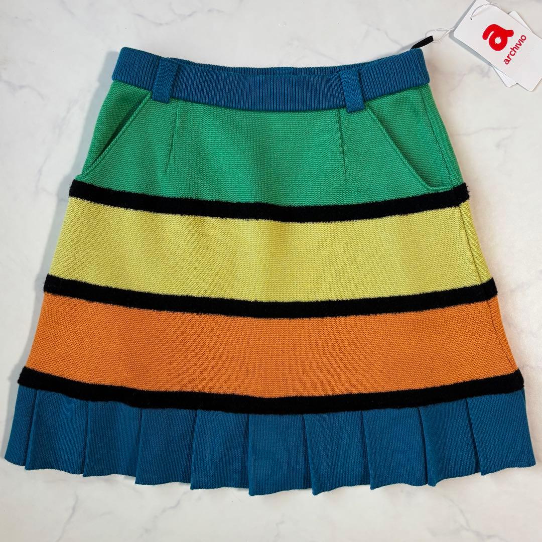 新品タグ付き✨archivioアルチビオ　カラフル裾プリーツスカート 36