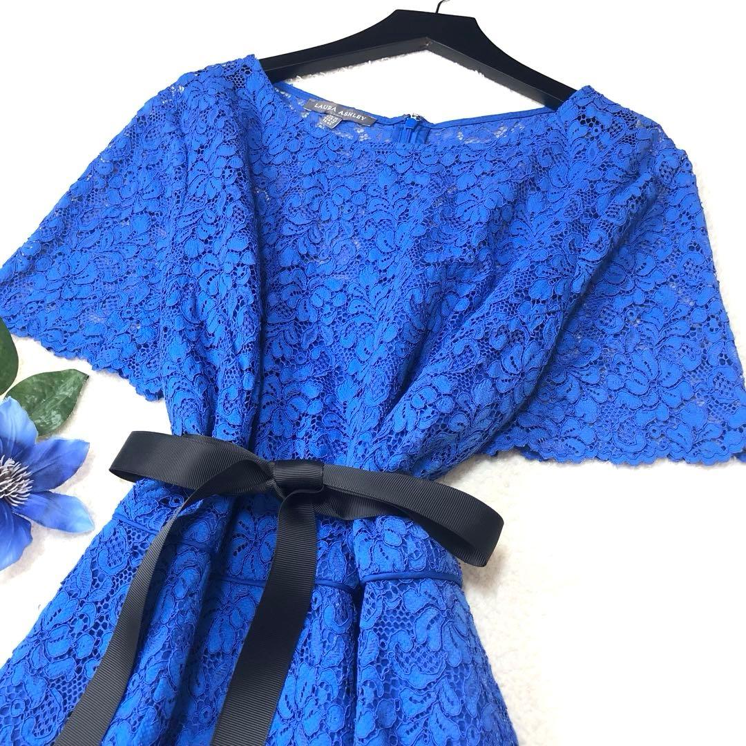 新品未使用　ローラアシュレイ　ロングワンピース　フローラル✨　総柄刺繍✨　ブルー
