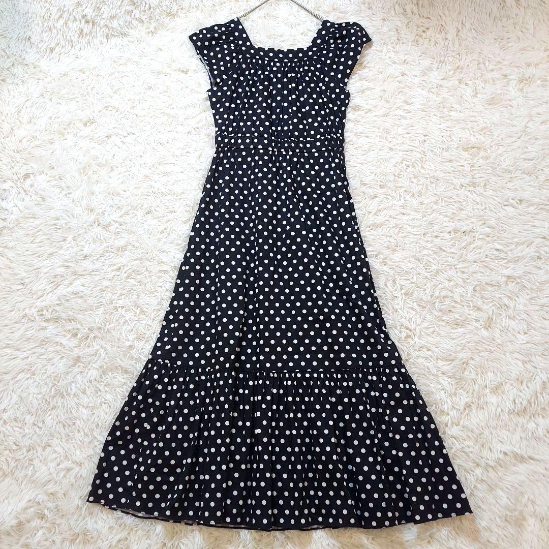 プリマシェレル　美品　ロングワンピース　フレア　ウエストゴム　フレンチスリーブ
