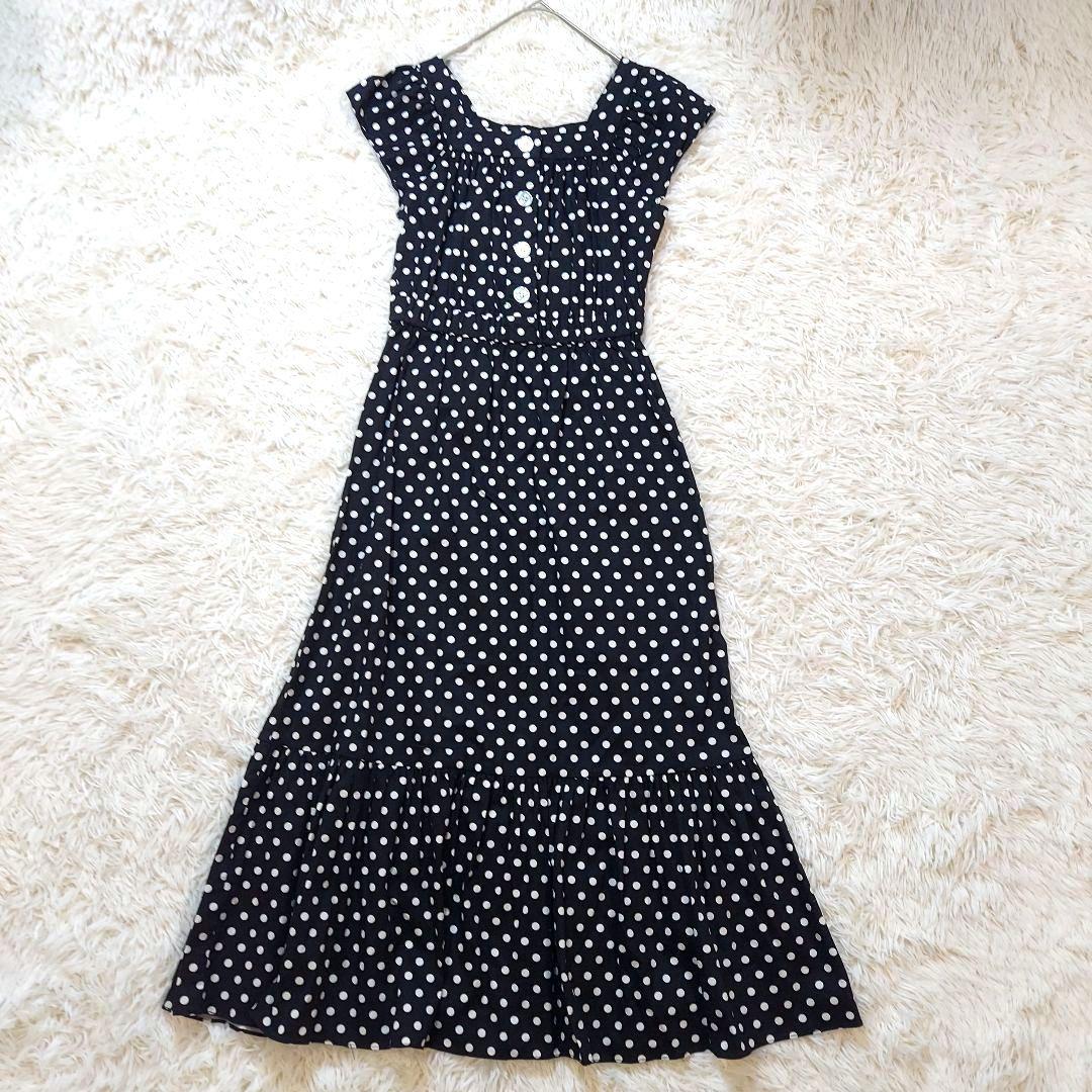 プリマシェレル　美品　ロングワンピース　フレア　ウエストゴム　フレンチスリーブ