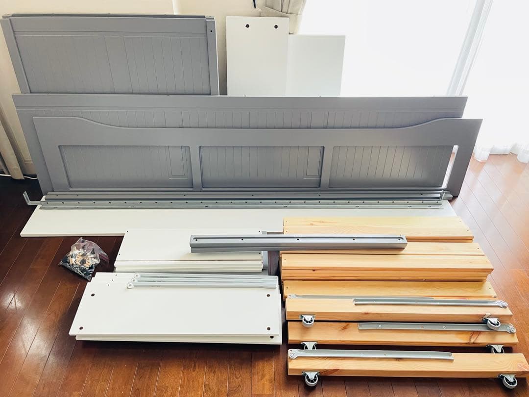 IKEA HEMNES ソファベッド グレー マットレス2枚付き