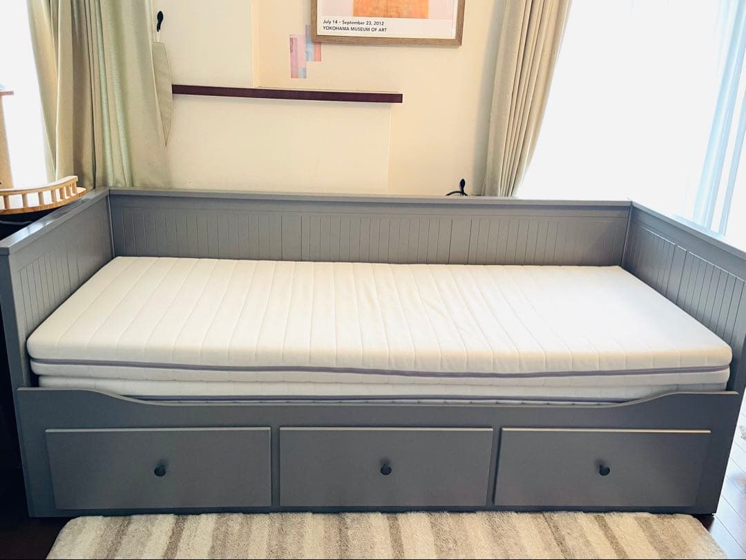 IKEA HEMNES ソファベッド グレー マットレス2枚付き