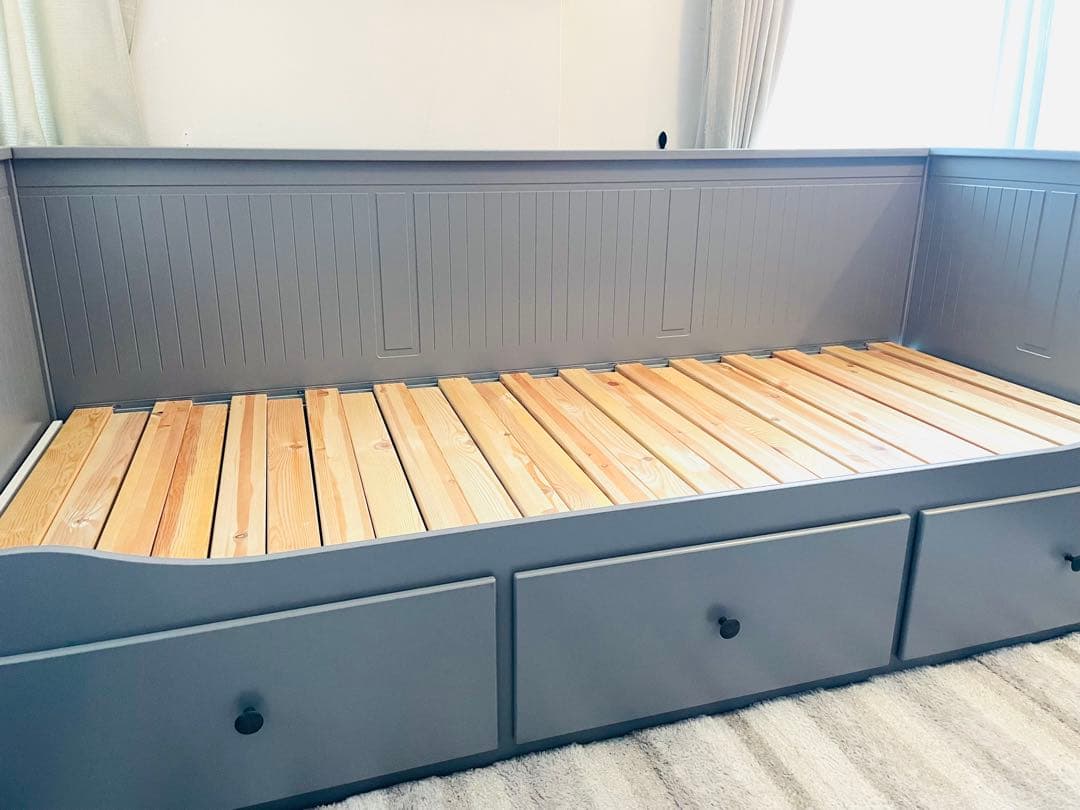 IKEA HEMNES ソファベッド グレー マットレス2枚付き