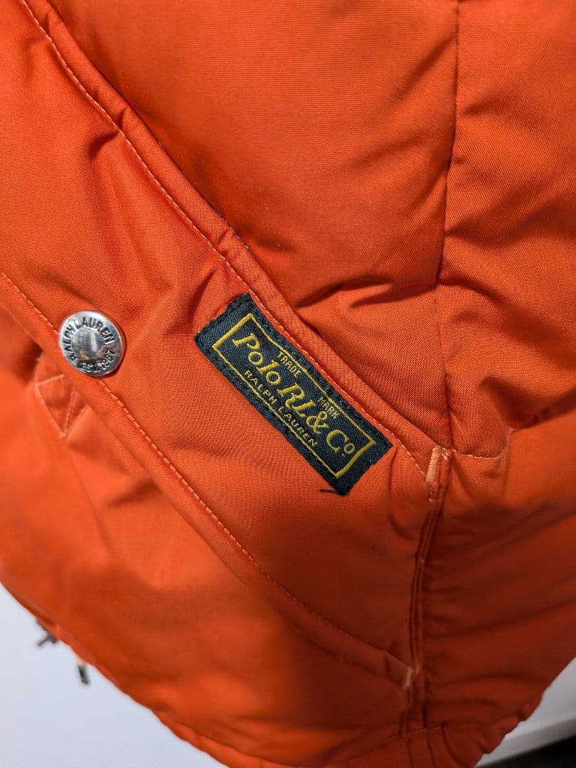 POLO RALPH LAUREN フード付き ダウンベスト オレンジ S