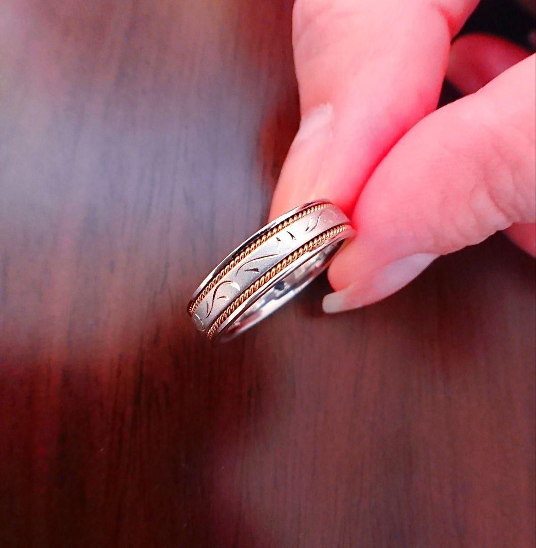 純プラチナ✨k18 コンビ リング pt1000 18金 新品 値下げ不可