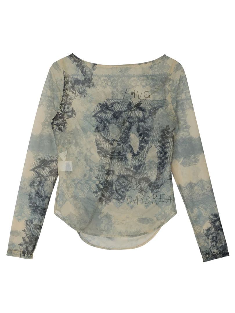 トップス 2WAY TROMPE L'OEIL LACE PRINT SKIN TOP
