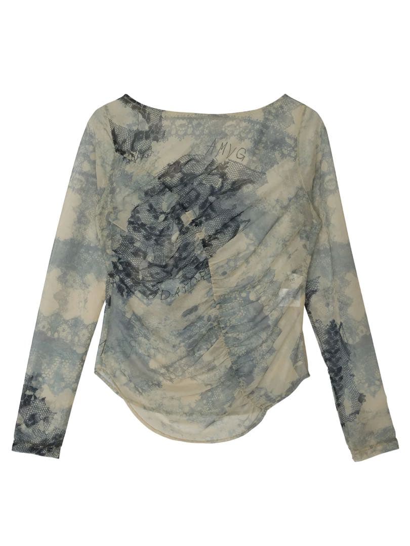 トップス 2WAY TROMPE L'OEIL LACE PRINT SKIN TOP