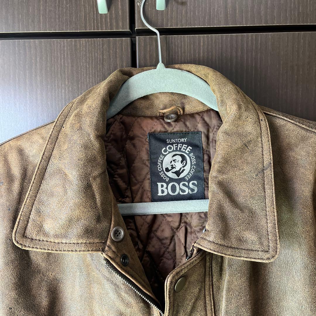 お*ん様 サントリー　BOSSジャン レザーフライトジャケット　L ボスジャン