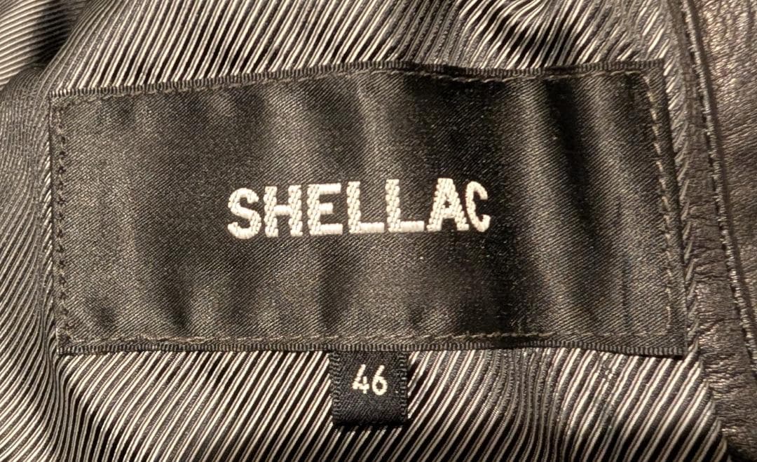 SHELLAC カウスキン 牛革 シングルライダース ジャケット 46 ブラック